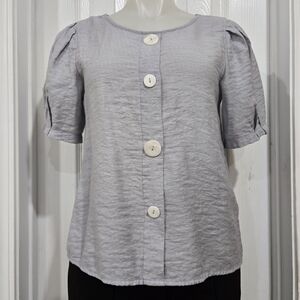 Gray Button-Down Women's Top